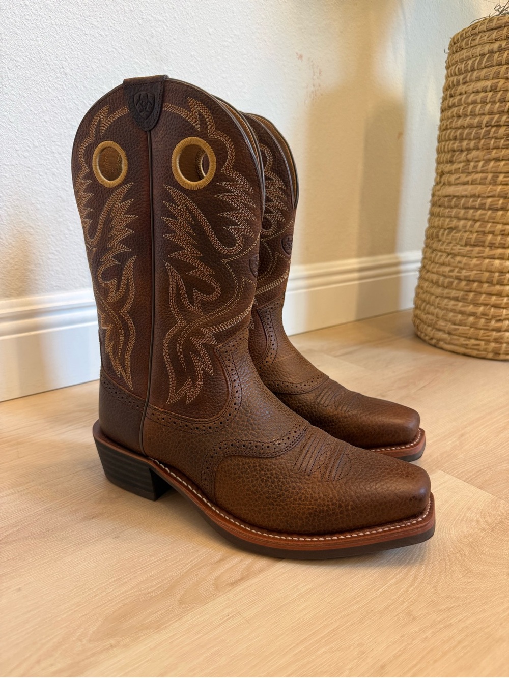 Ariat Brown Leather Western Cowboy Boots Square Toe Size 11EE